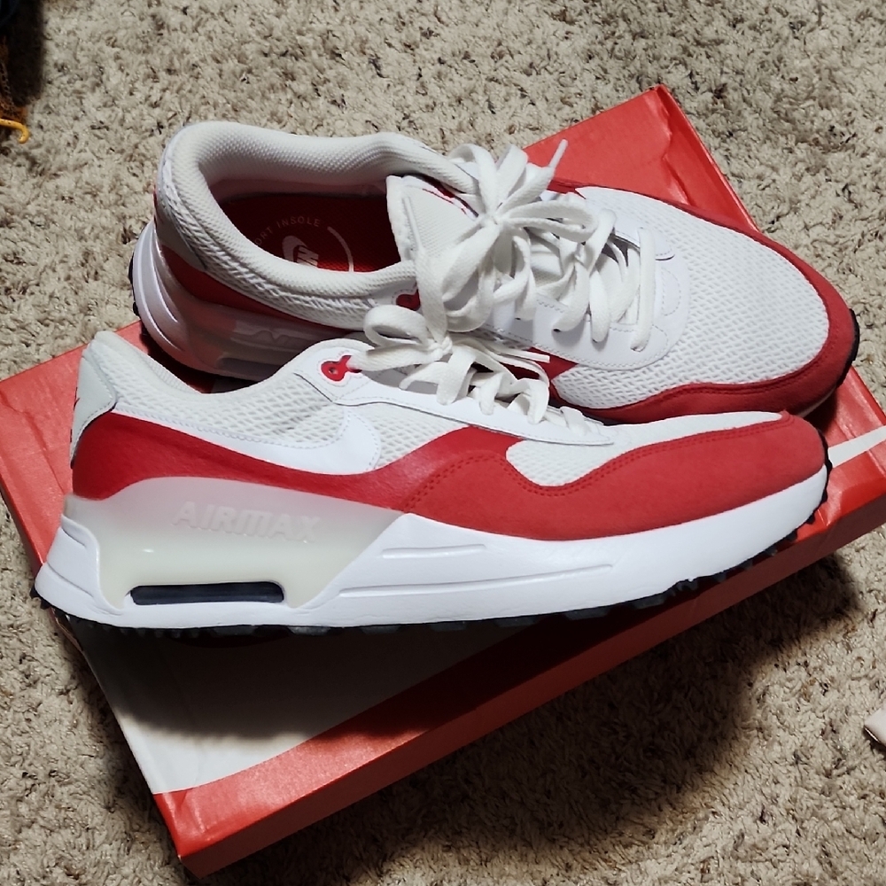 Nike Air Max White and Red Sneakers